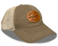 LOUISVILLE SLUGGER Leather Patch Mesh Trucker Hat-Khaki