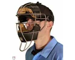 Wilson Umpire Gear Wilson MLB Titanium Umpire Mask With Two-Tone 9 Wilson Umpire Gear Wilson MLB Titanium Umpire Mask With Two-Tone -UMPLIFE Shop A3007T Wilson Titanium Umpire Mask Worn Front Angled View 1