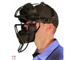 Wilson Umpire Gear Wilson Dyna-Lite Aluminum Umpire Mask With Memory Foam -UMPLIFE Shop A3009 AL Wilson Dyna Lite Aluminum Umpire Mask with Memory Foam Worn Front Side View