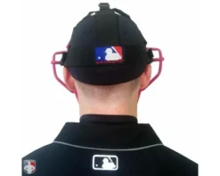 Wilson Umpire Gear Wilson MLB Pink Dyna-Lite Steel Umpire Mask With Pink And Tan -UMPLIFE Shop A3009 PK TN Worn Back 1