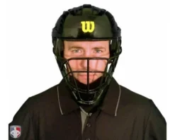 Wilson Umpire Gear Wilson MLB Pro Stock Steel Umpire Helmet -UMPLIFE Shop A5801 Wilson Pro Stock Steel Umpire Helmet Worn Front View