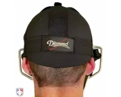 Diamond Umpire Gear Diamond Silver Big League Aluminum Umpire Mask With Leather -UMPLIFE Shop DFM BL SV Diamond Silver Big League Aluminum Umpire Mask with Leather Worn Back Harness View