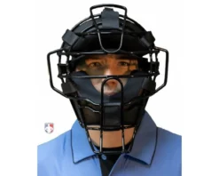 Diamond Umpire Gear Diamond ECLIPSE All-Black IX3 Aluminum Umpire Mask -UMPLIFE Shop DFM ECL Diamond ECLIPSE All Black iX3 Aluminum Umpire Mask worn mask front