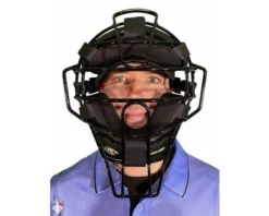 Diamond Umpire Gear Diamond IX3 Aluminum Umpire Mask With Quik-Dry -UMPLIFE Shop DFM UMP Diamond iX3 Aluminum Umpire Mask with Quik Dry Worn Front View