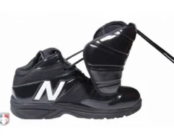 New Balance Referee And Umpire Shoes New Balance V3 Black & White Mid-Cut Umpire Plate Shoes -UMPLIFE Shop MU460XT3 New Balance V3 Black White Mid Cut Umpire Plate Shoes Inside Side View with Plate Up