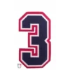 3" Navy On White On Red Precision-Cut Number