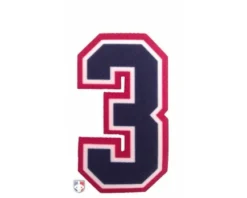 3" Navy On White On Red Precision-Cut Number