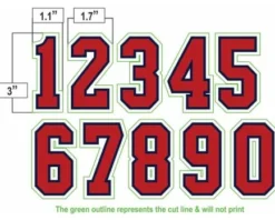 3" Red On Navy On White Precision-Cut Number -UMPLIFE Shop N3 SUB RNW All Together