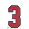 3" Red On Navy On White Precision-Cut Number