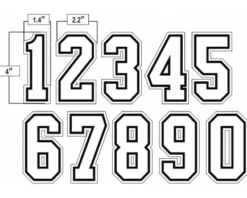 4" White On Black On White Precision-Cut Number -UMPLIFE Shop N4 SUB WBW All Together