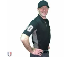 Smitty Umpire Smitty V2 Major League Replica Umpire Shirt - Black With Charcoal Grey -UMPLIFE Shop S314 BK with N4 SUB WBW