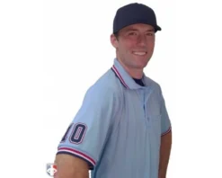 Smitty Umpire Smitty Pro Knit Umpire Shirt - Powder Blue With Red-White-Navy Trim -UMPLIFE Shop U126 265 with N3 SUB NWR 1